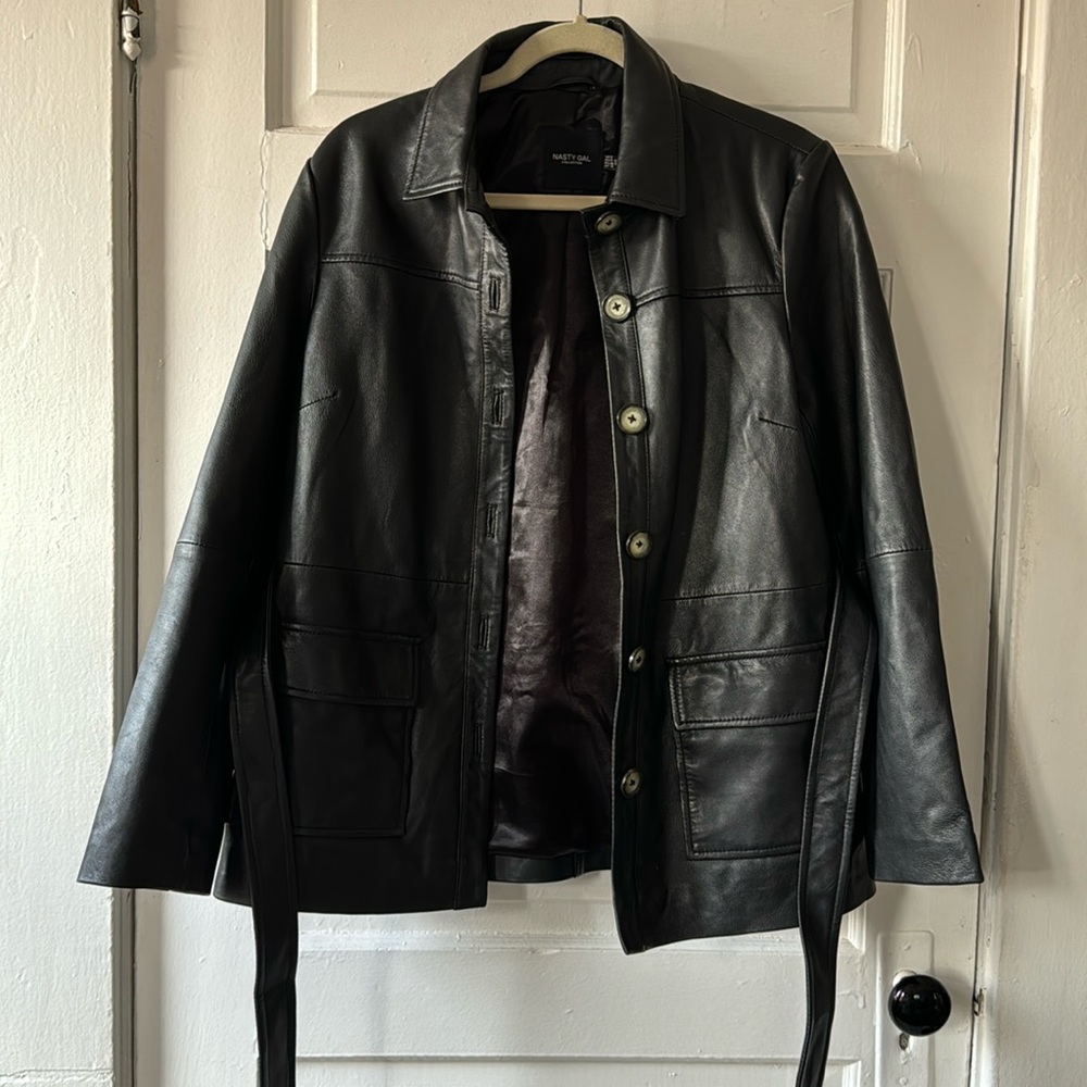 Nasty Gal belted leather jacket